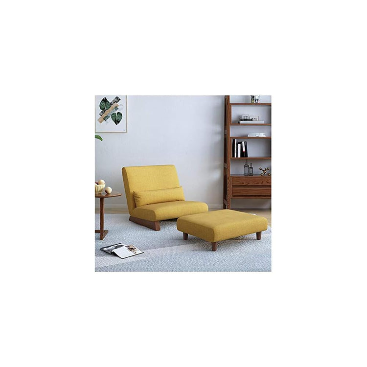 Floor Chair Floor Chair,Individual Folding Meditation Chair Adjustable Backrest with Removable Footstool Lazy Lounge Sofa Chair Japanese-Style for Games,3 Colour (Color : Yellow)